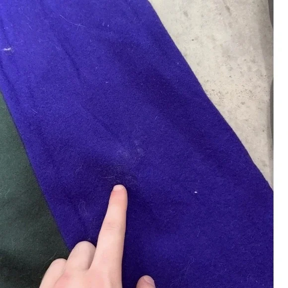 Vintage SFR Santa Fe Re-Creations Patchwork Coat Faux Fur Trim Purple Green Med - Picture 7 of 9